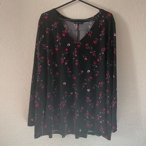 Lane Bryant Womens Plus Size Top Size 22/24 Floral polyester spandex long sleeve
